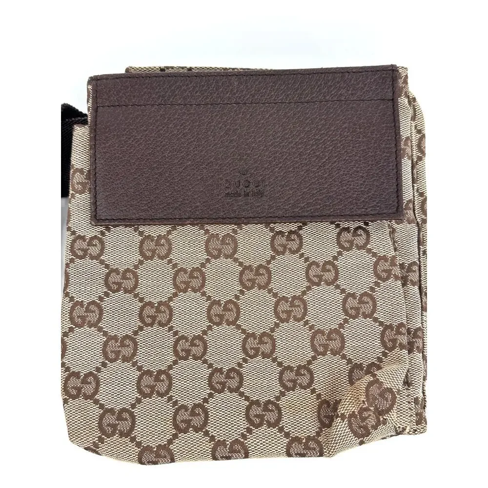 Gucci GG Canvas Belt Bag 28566 Beige Brown Canvas/Leather Made in Italy